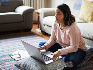 Woman doing research on the computer